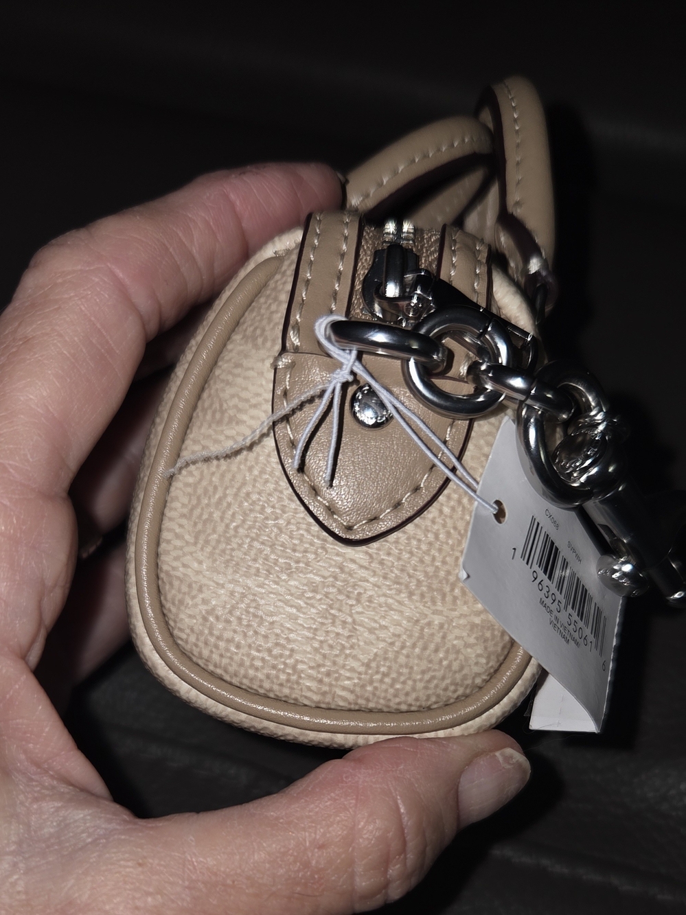 Coach Mini Satchel Keyring in Taupe Beige - Picture 3 of 6
